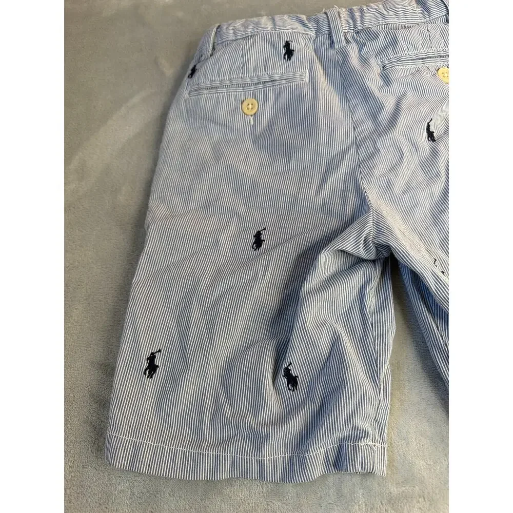 Polo Ralph Lauren All-Over Pony Blue/White Striped Seersucker Shorts size 7
